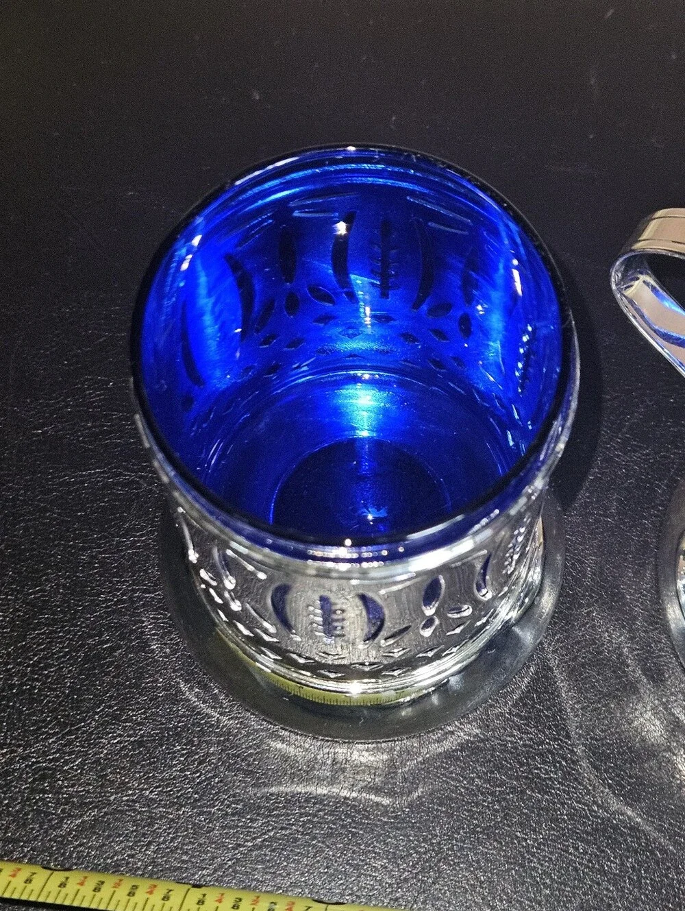 Vintage Avon Royal Sapphire Sugar and Creamer Set Cobalt Blue Glass Inserts